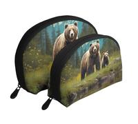 Set di trousse da viaggio con stampa di farfalle viola, organizer da viaggio con cerniera e scomparti interni, Fiume Orso Mamma, Taglia unica