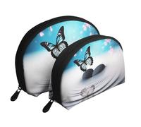 Set di trousse da viaggio con volpe dipinta a mano, organizer da viaggio con cerniera e scomparti interni, Farfalla Zen Design, Taglia unica