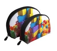 Set di trousse da viaggio con volpe dipinta a mano, organizer da viaggio con cerniera e scomparti interni, Blocchi di costruzione colorati, Taglia unica