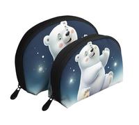 Set di trousse da viaggio con volpe dipinta a mano, organizer da viaggio con cerniera e scomparti interni, Orso Bianco(1), Taglia unica