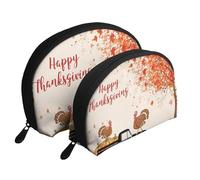 Set di trousse per cosmetici con fotocamera dall'aspetto di pecora, organizer da viaggio con cerniera e scomparti interni, Ringraziamento Turchia sulla zucca auto, Taglia unica