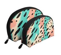 Set di trousse portatile con microfono e note musicali, organizer da viaggio con cerniera e scomparti interni, Motivo leopardato., Taglia unica