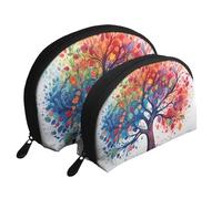 Set di trousse portatile con microfono e note musicali, organizer da viaggio con cerniera e scomparti interni, Albero di primavera quattro stagioni., Taglia unica