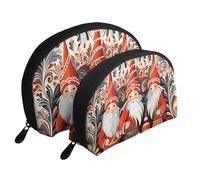 Set di trousse portatile con microfono e note musicali, organizer da viaggio con cerniera e scomparti interni, Gnomi invernali di Natale, Taglia unica