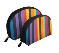 Set di trousse portatile con microfono e note musicali, organizer da viaggio con cerniera e scomparti interni, Strisce Colorate, Taglia unica