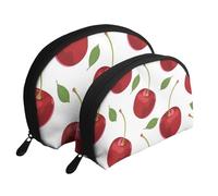 Set di trousse portatili con motivo avocado, organizer da viaggio con cerniera e scomparti interni, Frutta di ciliegia., Taglia unica