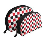 Set di trousse portatili con motivo avocado, organizer da viaggio con cerniera e scomparti interni, Nero e Bianco Mattone Texture, Taglia unica