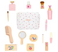 Set di trucchi in legno, simpatico giocattolo per il trucco liscio con borsa per il trucco, set di trucco per bambini e bambine 3 anni in su, trucco finto e giocattoli per il trucco