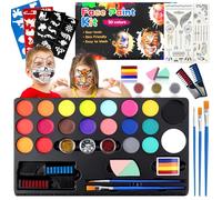Set di trucchi per bambini, 20 colori per il viso per bambini, 38 pezzi, non tossici, lavabile per il viso, con pennello per gessetti per capelli, ideale per Halloween, carnevale