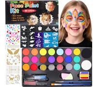 Set di trucchi per bambini, a base di olio, con 20 colori con stencil glitter, pittura per il viso e il body painting colori per Halloween, trucco di carnevale, pittura a pancia