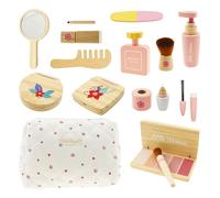 Set di trucchi per bambini, in legno, per bambini, per giochi di ruolo, regali a partire dai 3 anni sotto i 12 anni, per ragazze (log rosa)