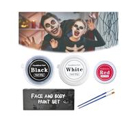Set di trucchi per Halloween, colore bianco, nero, rosso, con pennello per trucco, set per Halloween, trucco per bambini, clown, colore del corpo, per Halloween, carnevale, feste di travestimento