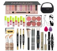Set di trucchi per il trucco con borsa portaoggetti, portatile, da viaggio, palette di ombretti, fondotinta, lucidalabbra, kit completo per adolescenti e adulti (A2-UK)