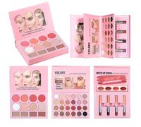 Set di trucchi per il viso con 24 eyeshadows (opaco/shimmer), 4 evidenziatori, 4 blushes, 4 contouring powders e 4 lucidalabbra opache, set regalo completo per il trucco del viso