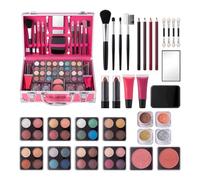 Set di trucchi per principianti - Beauty Train Case con set di cosmetici per principianti, scatola per il trucco con ombretto, lucidalabbra, evidenziatore, fard, pennello e altro ancora, per studenti
