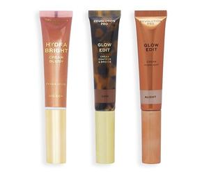 Set di Trucchi Revolution Pro Cream Face Wand Trio, Contour, Blush & Highlighter in Crema, Set Vegano e Cruelty-Free, Scuro, 1x12ml, 2x15ml