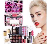 Set di trucco completo per donne, set di trucco per principianti, Kit di trucco da viaggio con borsa cosmetica, Cosmetico impermeabile e duraturo, include di ombretto, polvere, pennello