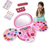 Set di trucco Little Girls - Kit cosmetico di pretendente lavabile, giocattolo di bellezza non tossico | lettino portatile per bambini, fantasia giocatore di vanità regalo per il compleanno e il