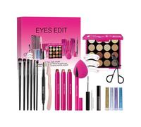 Set di trucco per gli occhi, kit per il trucco degli occhi, set di trucco per le ragazze, include palette di ombretti, mascara, stencil per timbro per sopracciglia,