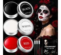 Set di trucco per Halloween, nero, bianco, rosso, 60 g | Vernice per il viso e il corpo, per Halloween, per il trucco del viso e del corpo, per costumi, cosplay, carnevale, teatro e