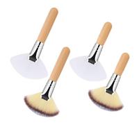 Set di trucco per spazzole a ventola da 4 pezzi - Brush blush a di ventola a setola morbida, pennello per evidenza in legno portatile | Per donne, ragazze, amanti della bellezza e applicazione c