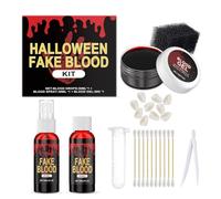Set di trucco spaventoso riutilizzabile tra cui denti di sangue finti per costume di Halloween servizi fotografici denti realistici accessori per costume