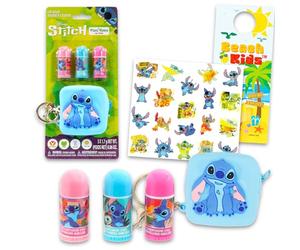 Set di tubetti di balsamo per labbra e portamonete Stitch - Bundle con 3 tubetti di balsamo per labbra in gusti assortiti per bomboniere più portamonete, adesivi, molto altro | Lilo & Stitch