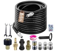 Set di Tubi di Pulizia 30m, Compatibile con Kärcher k2-k7, Lavor, Bosch Hochdruckreiniger, 400 Bar / 5800PSI, Set Universale di Tubi di Pulizia per drenaggi bloccati, canali e tubazioni