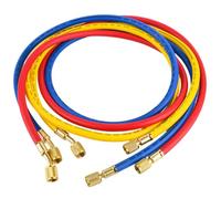 Set di tubi di ricarica del refrigerante 3pcs R410A R134A 35 pollici 800-4000PSI tubo vuoto HVAC con valvola di rame 1/4 e 5/16 raccordi per manutenzione di ricarica del condizionatore d'aria