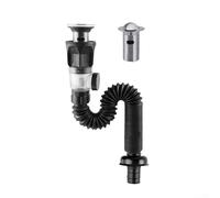 Set di tubi di scarico per lavabo in acciaio inossidabile con design anti-odore, telescopico, 300-900 mm, tubo di scarico flessibile per bagno, lavandino, parete, pavimento, drenaggio, adatto per fori