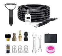 Set di tubi per la pulizia dei tubi, 400 bar, 140 °C, con adattatore e ugelli, universale, ad alta pressione, compatibile con Kärcher K2-K7 & Bosch, per la pulizia degli scarichi e dei blocchi (nero