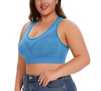 Set di tunica da donna Breathable Plus Size No Underwire No Marks Hollow Bra Thin Yoga Underwear Alta Maternità, azzurro, XXL