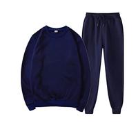 Set di tuta da allenamento da uomo, tuta sportiva da uomo con scollo tondo, senza cappuccio, felpa con cappuccio casual, tuta da jogging monocromatica, pantaloni sportivi basic, tuta da tempo libero