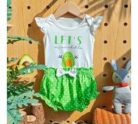 Set di tutina e pantaloncini a pois per neonati in morbido tessuto a maglia, con stampa di avocado, adatto per uso quotidiano, vacanze, attività all'aperto, tempo libero a casa, adatto anche per foto