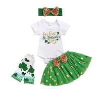 Set di tutù per neonato per San Patrizio Day: tutù a maniche corte, tutù, tutù, fascia, bianco, 3-6 mesi