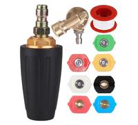 Set di ugelli per lavatrice Turbo | 4000 Psi disco a pressione ugello turbo | 7 modi di sostituzione punte spray | Testine di lavaggio rapide ad alta efficienza per il giardino e la pulizia all'aperto