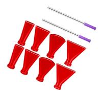 Set di ugelli per soffiaggio multi formato in silicone, colore rosso | Cannucce in acciaio inox per creazioni artistiche fluide, accessori per versamento in acrilico, versamento olandese