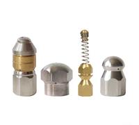 Set di ugelli per tubazioni in acciaio inossidabile per idropulitrice con testa a molla per estrarre materiali di blocco comuni dalle linee di scarico