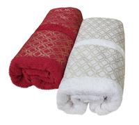 Set di UN asciugamano viso ed UN ospite spugna cotone Dreams lurex natale