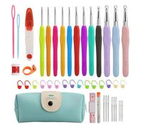 Set di Uncinetti 44 Pezzi - 12 Misure Kit per Principianti - Impugnatura Ergonomica Morbida - Kit Uncinetto - Accessori per Uncinetto Colorati - Con Borsa Portaoggetti