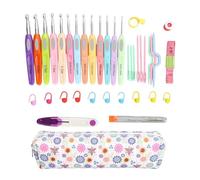 Set di uncinetti da 2,5 mm a 10,0 mm, kit ergonomico di uncinetti multicolore con borsa organizer in PU, 13 pezzi di ferri da uncinetto in alluminio e acciaio inox per lavori a