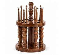 Set di uncinetti in legno con supporto - Supporto ergonomico per uncinetti fatti a mano, uncinetti in legno naturale liscio per lavoro a maglia e artigianato (Set of 7 + holder)
