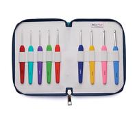 Set di uncinetti KnitPro Waves con manici morbidi, uncinetti in alluminio e custodia blu - (2.0, 2.5, 3.0, 3.5, 4.0, 4.5, 5.0, 5.5 e 6.0 mm)