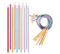 Set di uncinetti tunisini da 23 pezzi,Uncinetti in Alluminio,Uncinetti in Legno con Corda, Set di Uncinetti Colorati per Vari Progetti di Maglia, 2,0-10,0 mm Uncinetti, per principianti