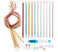 Set di Uncinetti Tunisini da 23 Pezzi, Uncinetti Tunisini In Alluminio Colorato 2-10 Mm, Ferri da Maglia Filato Artigianale, Uncinetti In Legno con Corda, Set di Uncinetti Colorati per Principianti