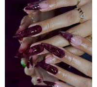 Set di unghie artificiali alla francese, elegante vite 3D Glow False con diverse dimensioni, facile da applicare per una vita frenetica notturna