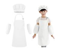 Set di Uniformi da Cucina per Bambini - Cappello da Cuoco, Maniche, Grembiule Regolabile - Adatto per Età 7-13 Anni - per Dipingere ed Esibire