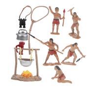 Set di Uomini Primitivi Giocattolo da Campeggio Miniatura 1 Plastico | Decorazione per Micro Paesaggi e Balcone, Scena Creativa, Esercizio Pratico, Stile Adorabile
