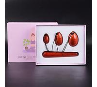Set di Uova di Diaspro Rosso Bacchetta da Massaggio con Pietre Preziose Naturali Donne Ginnico Uova di Giada Forate Sfera di Cristallo, Uova Collezioni di casa (Color : Eggs-wand With Box)
