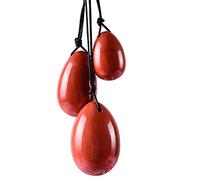 Set di Uova di Diaspro Rosso Bacchetta da Massaggio con Pietre Preziose Naturali Donne Ginnico Uova di Giada Forate Sfera di Cristallo, Uova ZoCzkgzd (Color : Eggs)